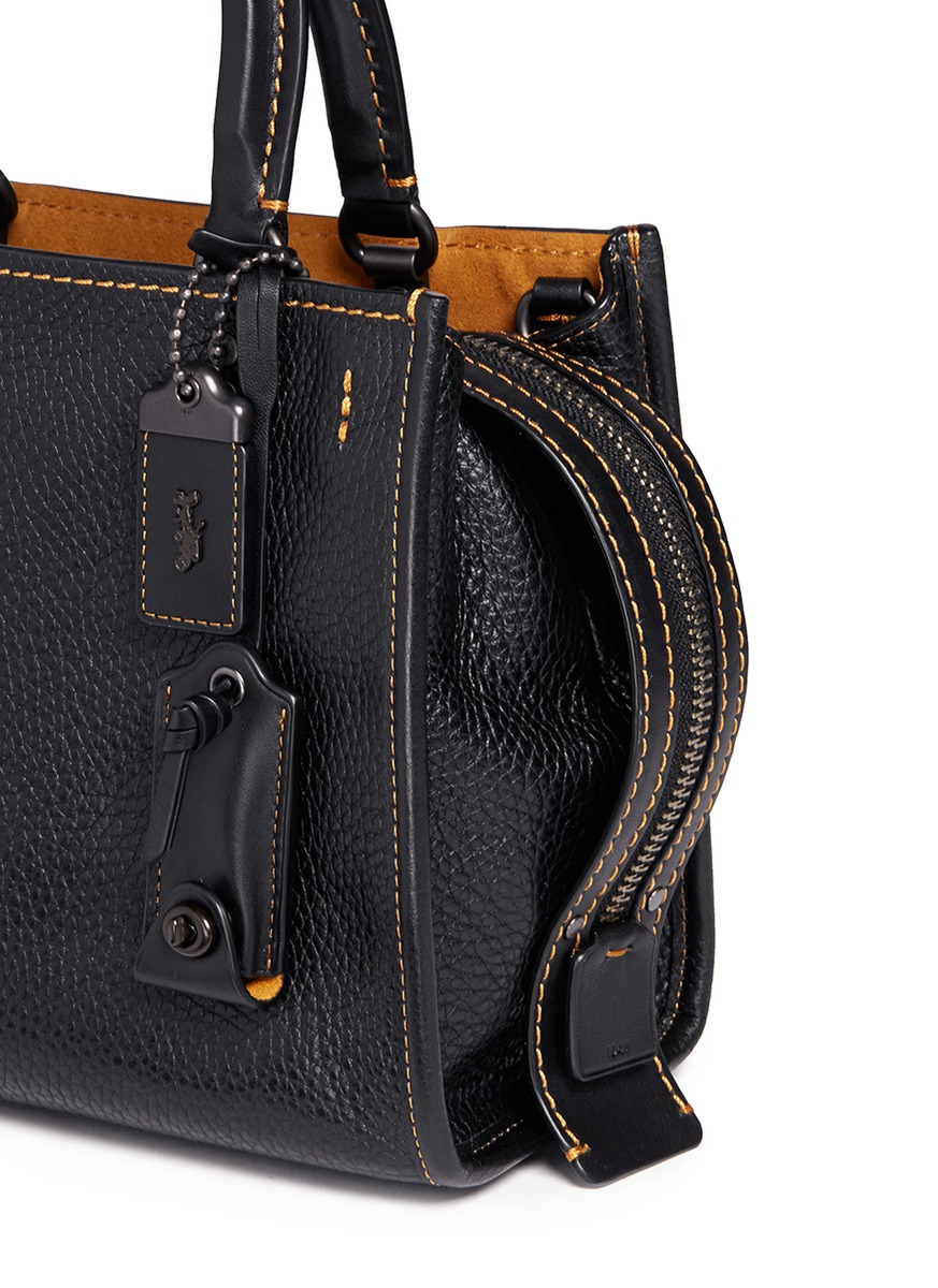 COACH Rogue 25 Leather Shoulder Bag in Black Copper/Black (Black) - Lyst